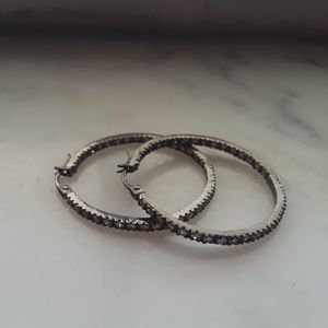 Sterling and stone hoops